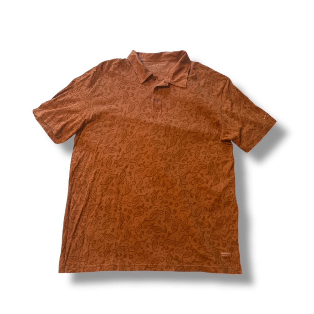 Life is good Rust Patterned Polo Shirt XL Golf Preppy Artsy